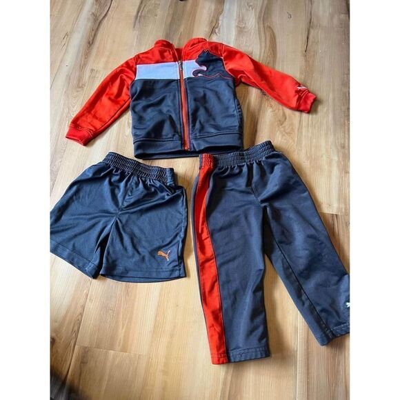 Baby Boy Puma Outfit Set • Gray/ Orange • 24m size • 3 Pieces - Picture 1 of 8